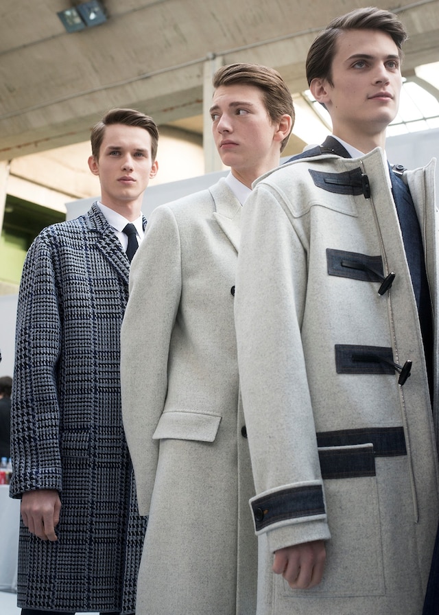 Dior Homme AW15 cream duffle coat, Menswear, Dazed backstage 9