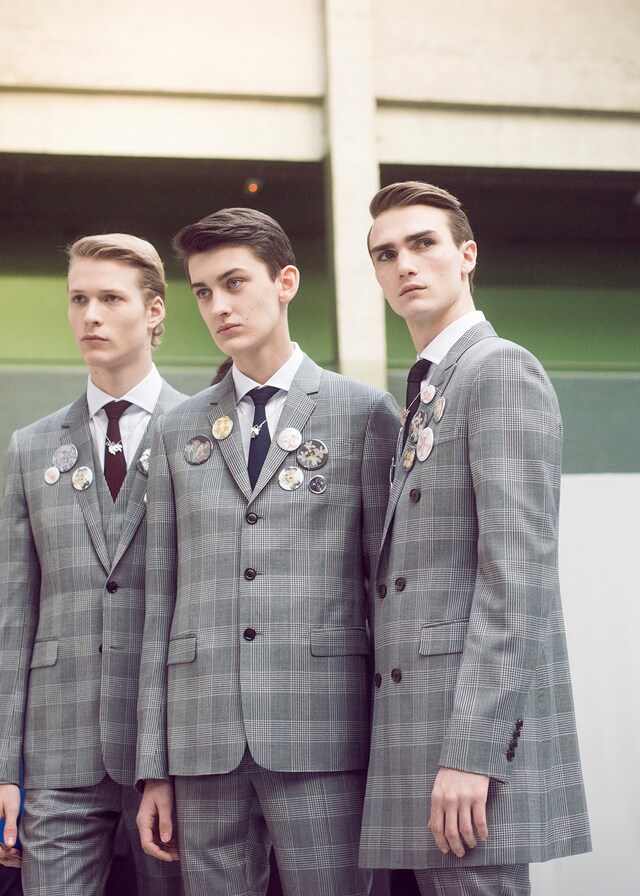 Dior Homme AW15 grey check suits, Menswear, Dazed backstage 13