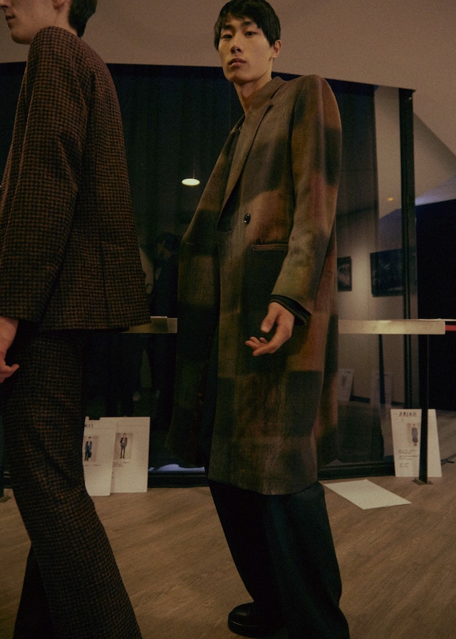 Paul Smith AW15 overcoat dye beige brown orange fade 5