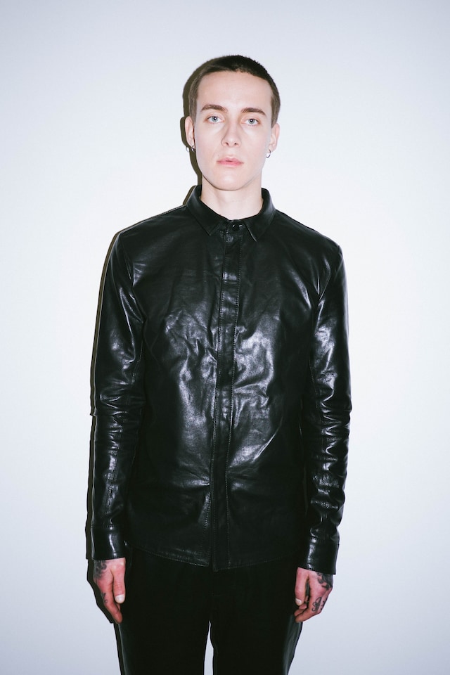 Les Benjamins AW15 Presentation Hoops Black Leather Coat 2