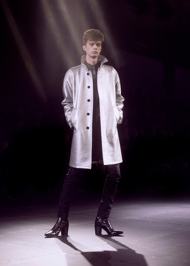  Saint Laurent AW15 Mens Silver Jacket Patent Heeled Boots 1