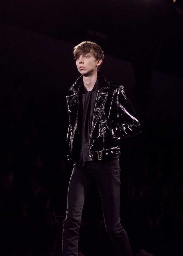  Saint Laurent AW15 Mens Black Patent Leather Jacket Jeans 18