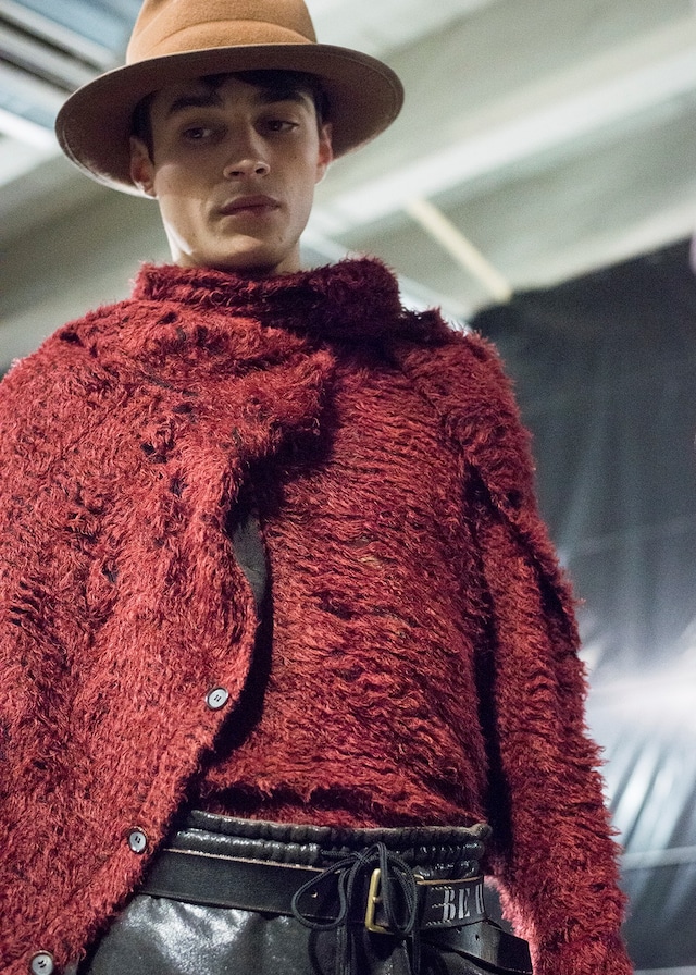 Miharayasuhiro AW15 Brown Fedora Red Fur Drawstring Waist 8