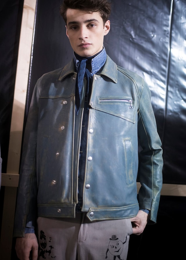 Miharayasuhiro AW15 Distressed Blue Leather Jacket Denim 9