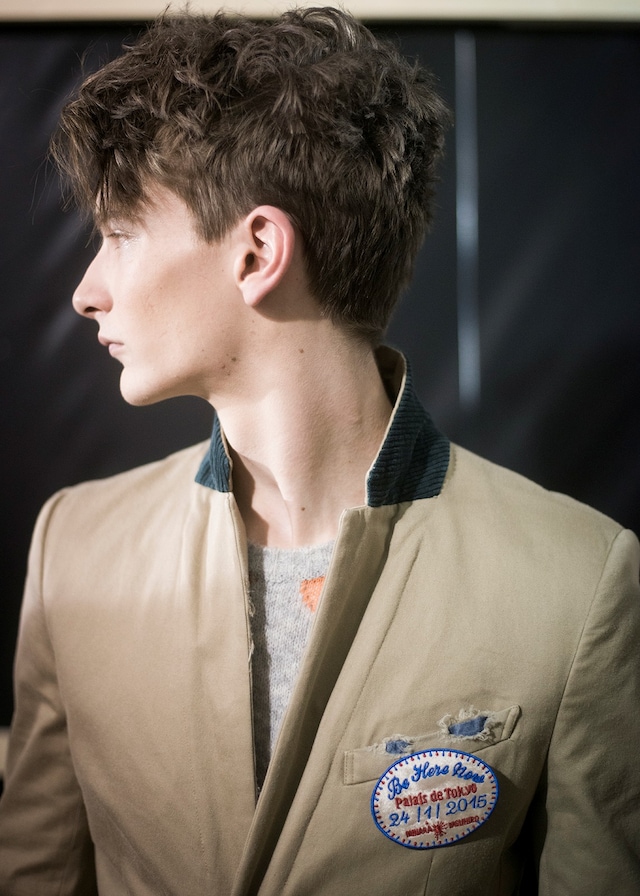 Miharayasuhiro AW15 Applique Badge Green Corduroy Collar 13