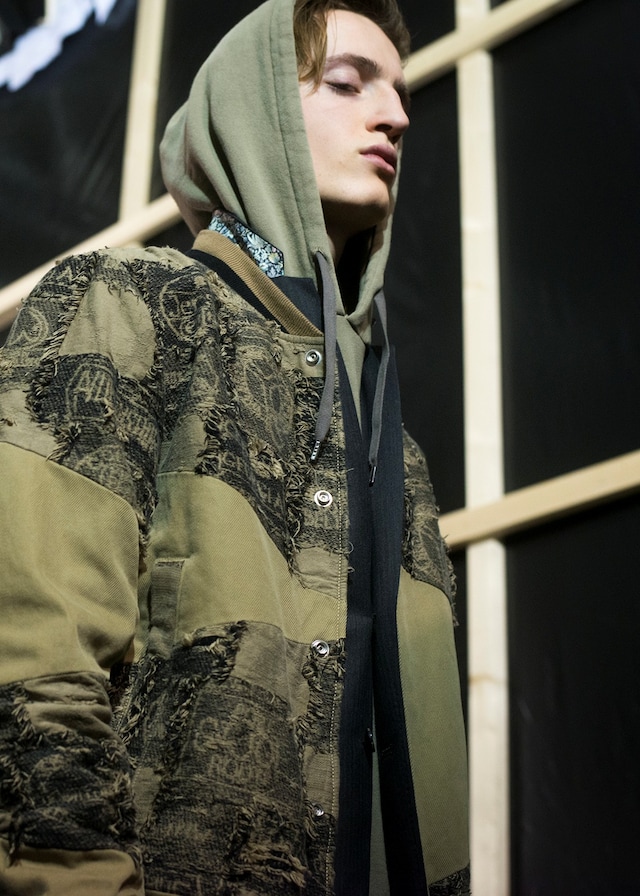 Miharayasuhiro AW15 Fray Edged Bomber Hoody Khaki 10