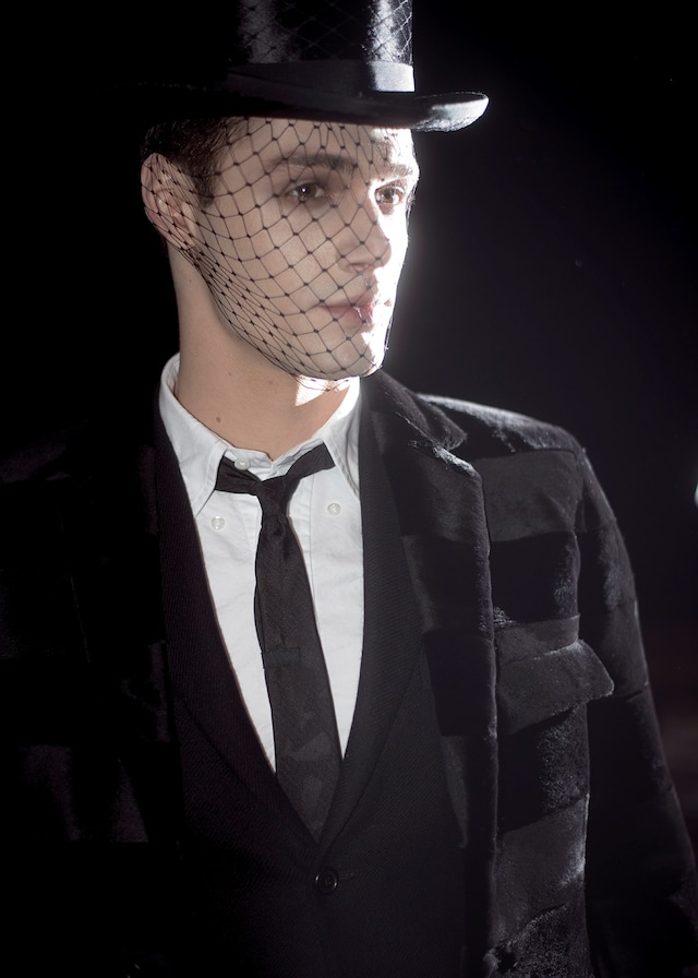 Thom Browne AW15 Mens Netting Black Bowler Hat Tie 8