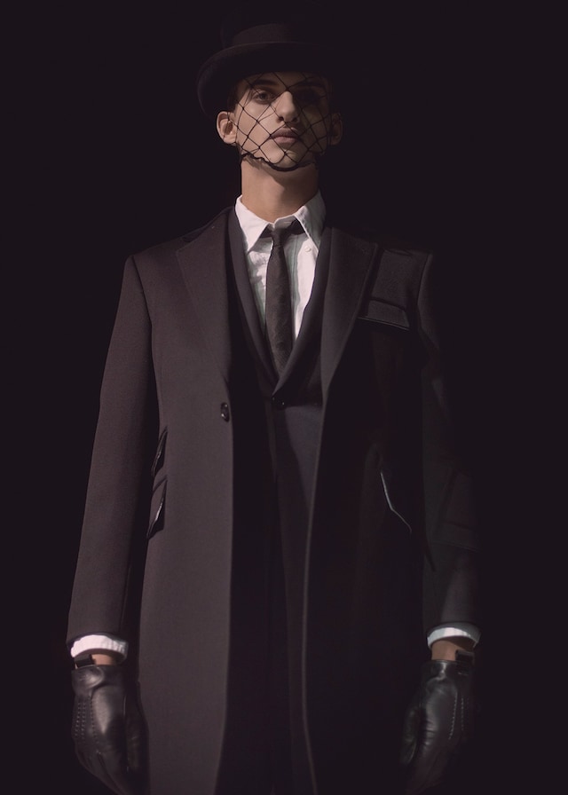 Thom Browne AW15 Mens Face Netting Flat Top Leather Gloves 10