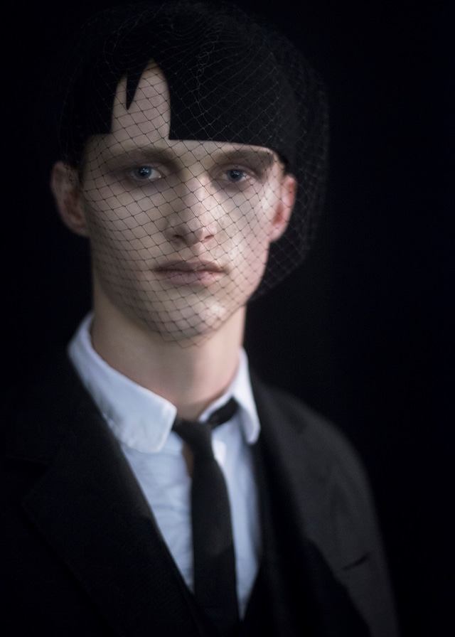 Thom Browne AW15 Mens Face Netting Black Tie White Shirt 0