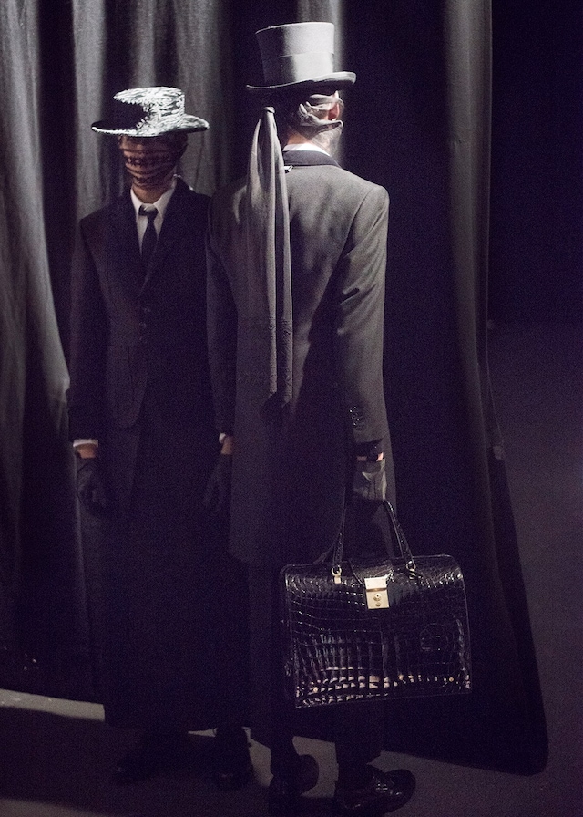 Thom Browne AW15 Mens Textured Hat Lace Face Grey Top Hat 19