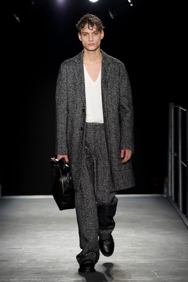 Wooyoungmi AW15 Mens Woven Monochrome Jacket White V-neck 2