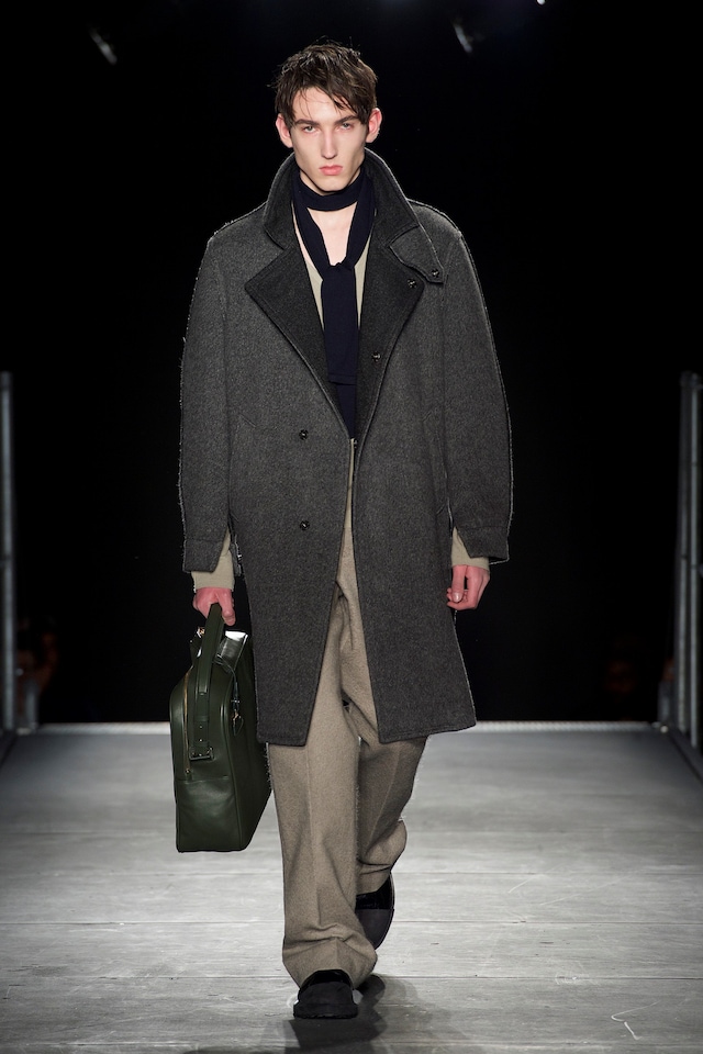 Wooyoungmi AW15 Mens Grey Jacket Black Scarf Green Bag 8