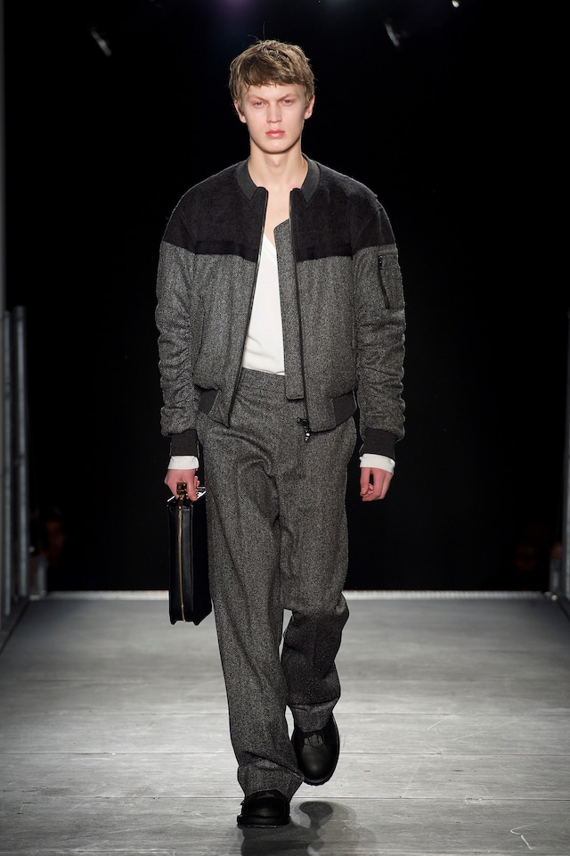 Wooyoungmi AW15 Mens Grey Two Tone Bomber Jacket White Top 12
