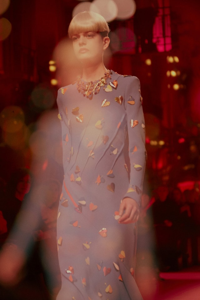 Schiaparelli Haute Couture AW15, blue dress w hearts, Dazed 13