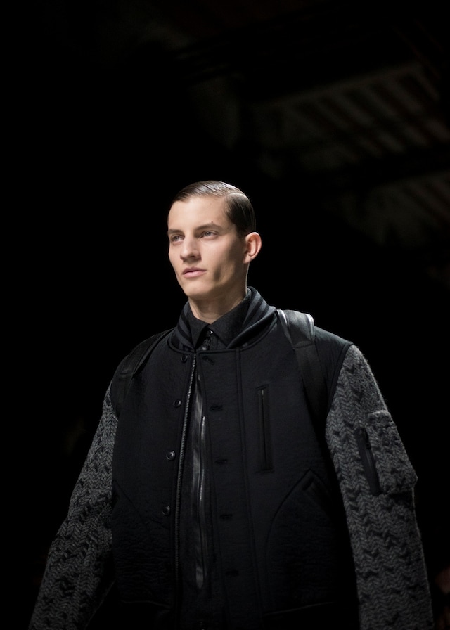 Y-3 AW15 Mens Black Bomber Jacket Grey Knit Sleeves 5