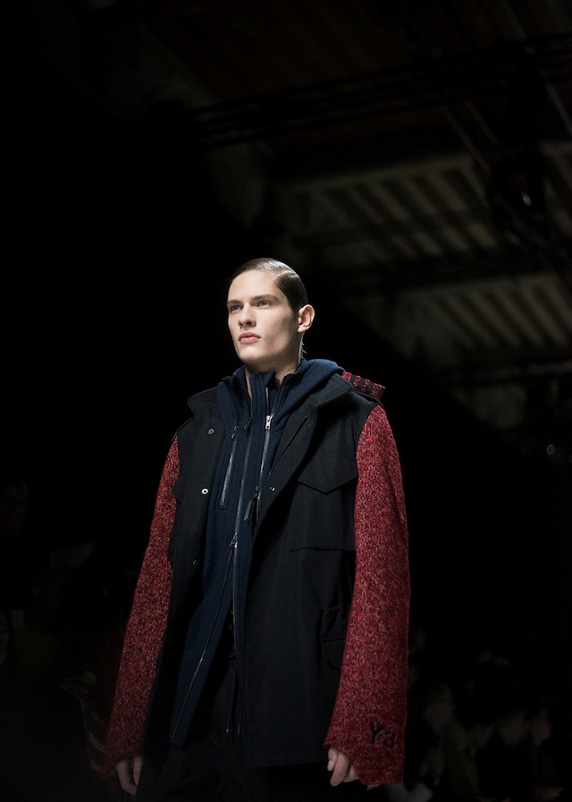 Y-3 AW15 Mens Blue Multizip Jacket Red Knit Sleeves 9