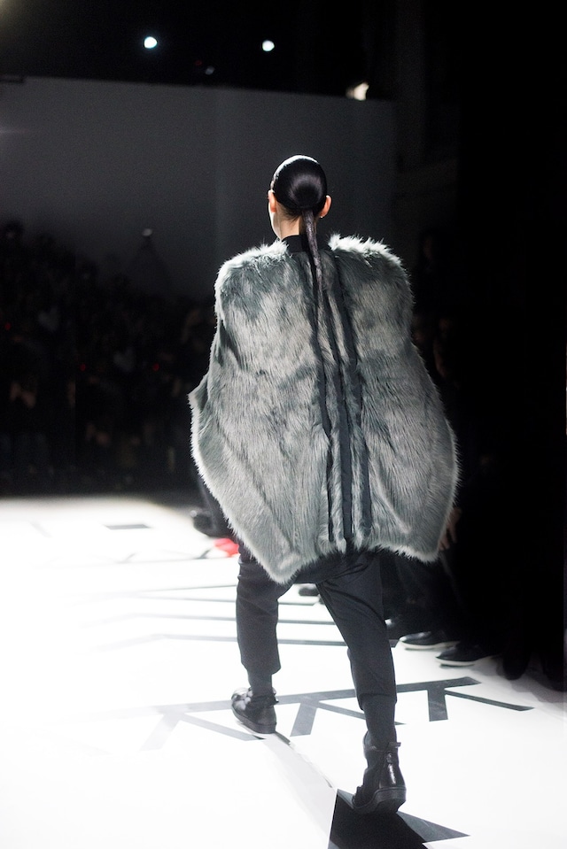 Y-3 AW15 Mens Slicked Ponytail Grey Fur Adidas Stripes 25