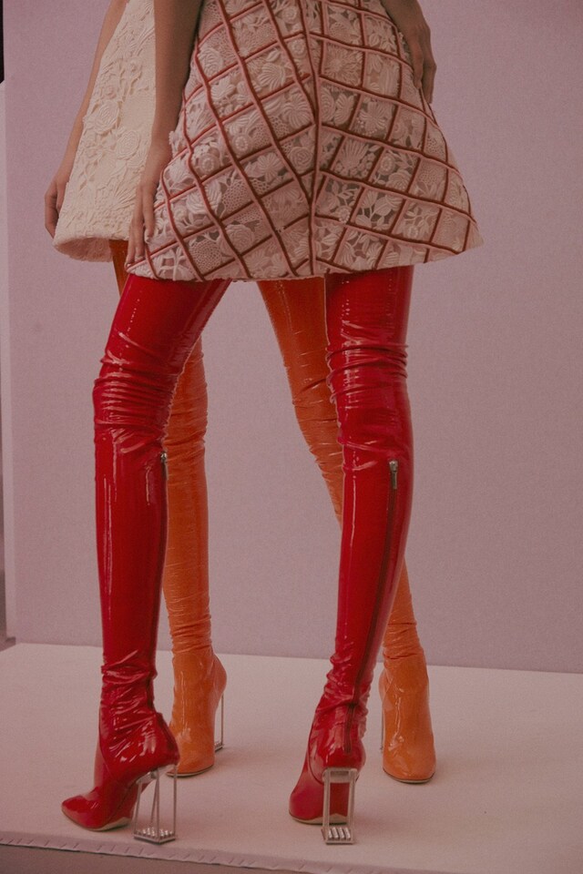 Christian Dior Haute Couture SS15 Red Zip Tight Boots 27