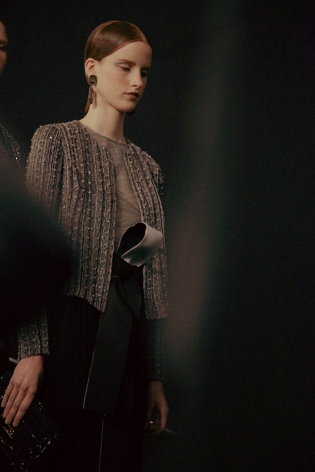 Armani Priv&#233; Haute Couture SS15 Middle Parting Bead Jacket 17