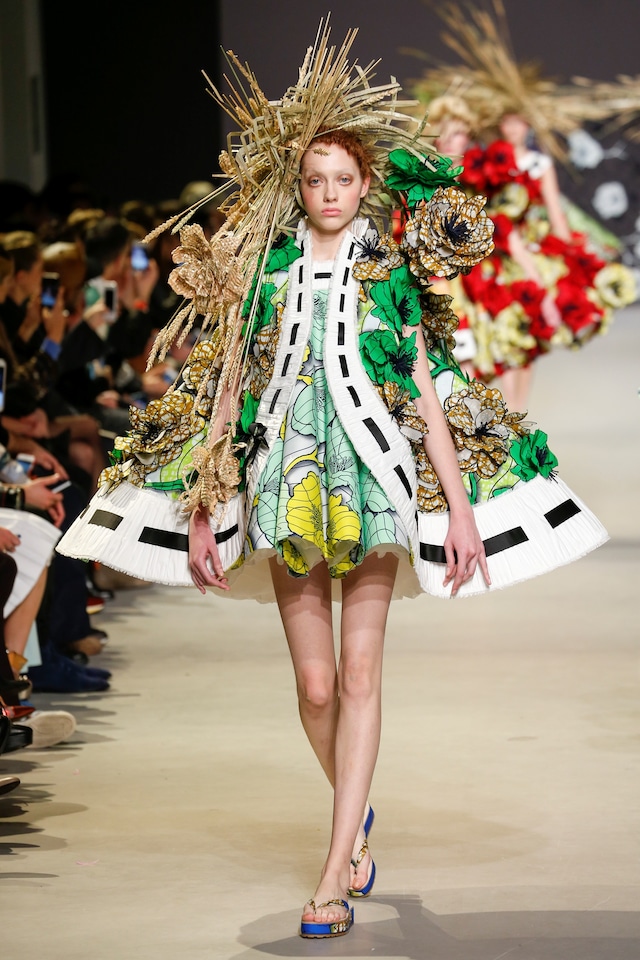 Viktor &amp; Rolf Haute Couture SS15 Flip Flops Straw Hat Green 1