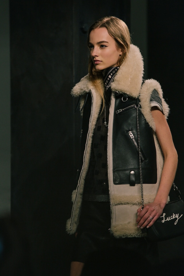 Coach AW15 Shearling Zips Leather Womenswear Neck Scarf 0