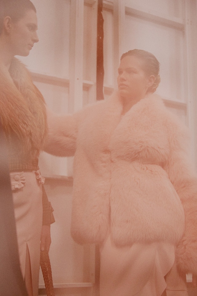 Altuzarra AW15 Fox Fur Lapel Tailoring Thigh High Slit Skirt 12
