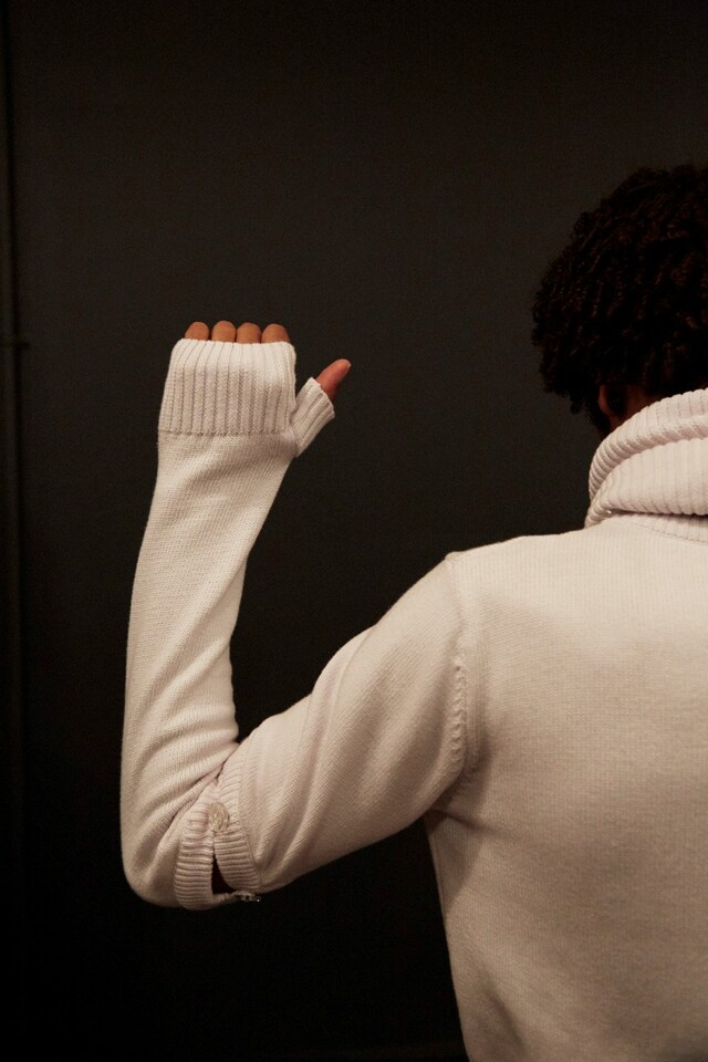 Telfar AW15 Backstage Dazed New York Knit Sleeves Button 25