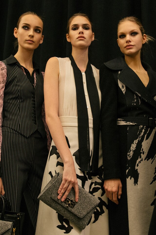 Diane von Furstenberg AW15, pinstriped, monocrome, Dazed 1