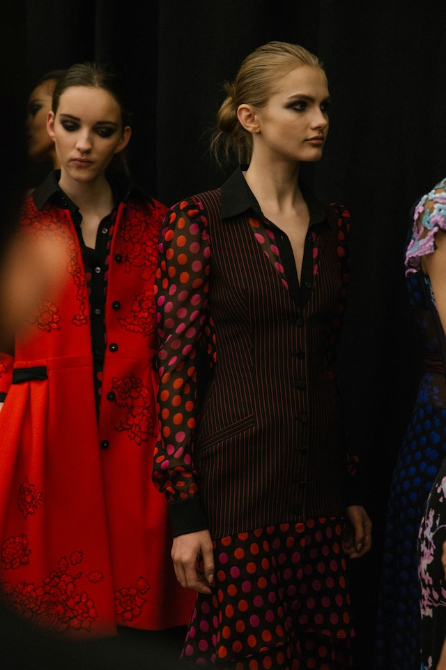 Diane von Furstenberg AW15, polka dots, red, Dazed backstage 11