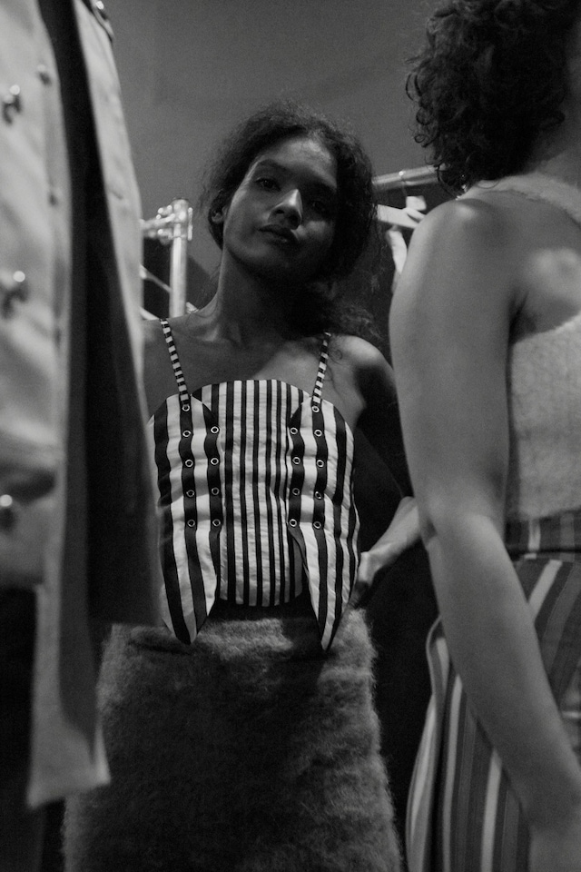 Eckhaus Latta AW15, womenswear, Dazed backstage, stripes 7