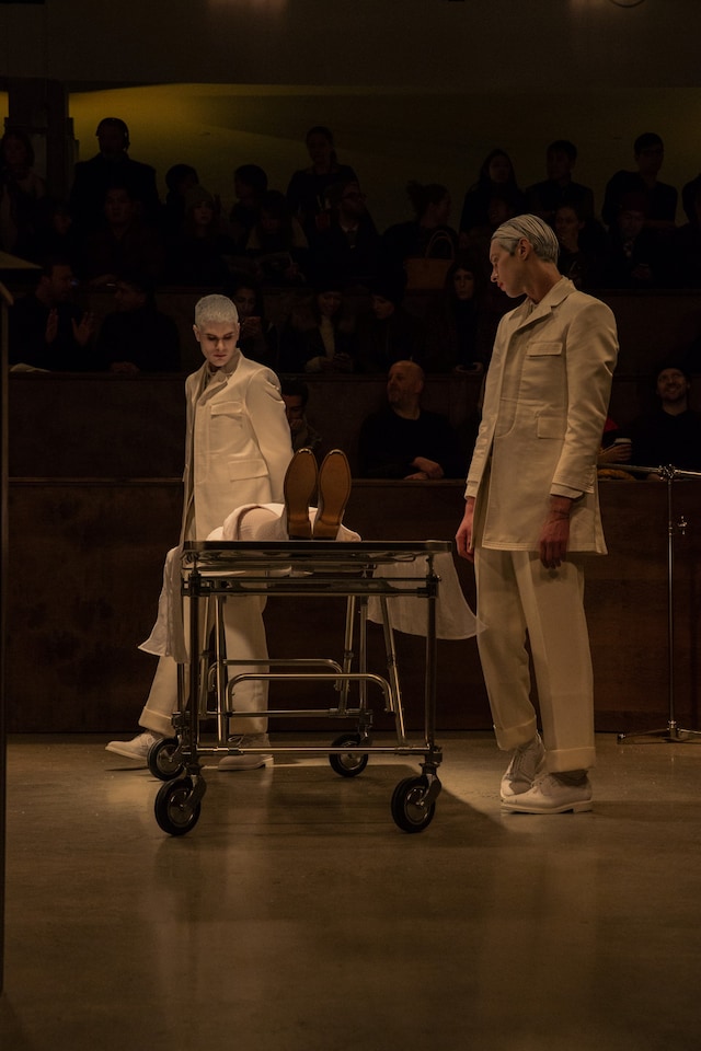 Thom Browne AW15 menswear Dazed backstage scene white suit 1