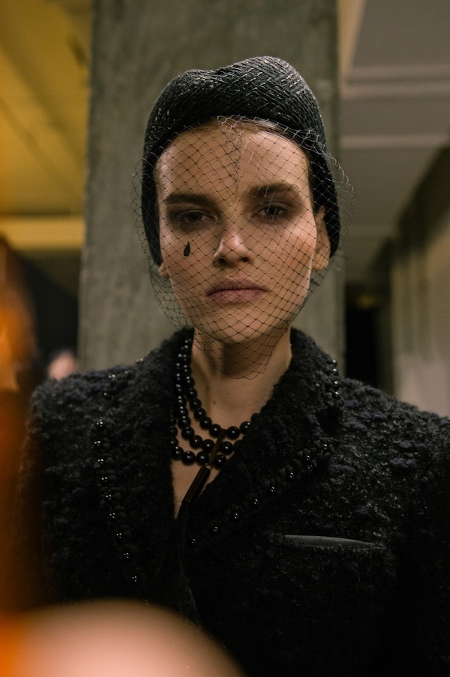 Thom Browne AW15, menswear Dazed backstage, mesh, tear 15