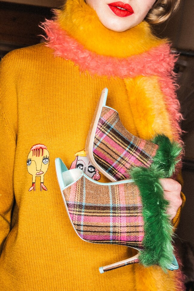 Shrimps AW15, 70s, retro, fur, plaid, shoe boots 12