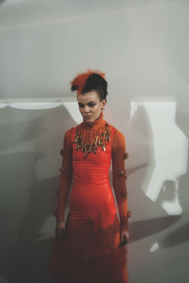 Sibling AW15, Backstage Dazed, Womenswear punk mohawk orange 7