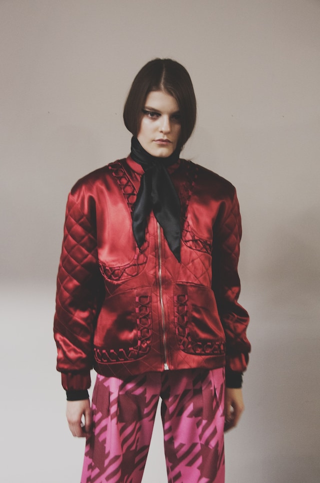 House of Holland AW15 Womenswear Neck Tie Bomber Jacket 2