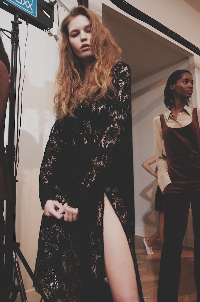 Topshop Unique AW15 Womenswear Dazed backstage lace slit 6