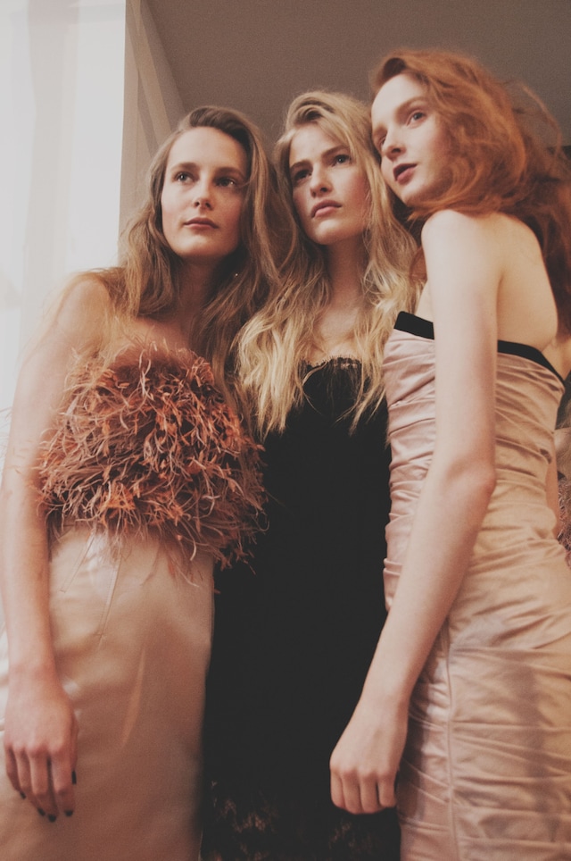 Topshop Unique AW15 Womenswear Dazed backstage feather dress 1