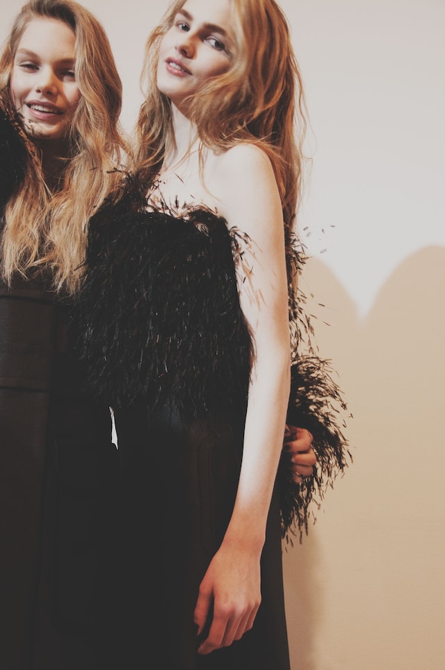 Topshop Unique AW15 Womenswear Dazed backstage feathers 18