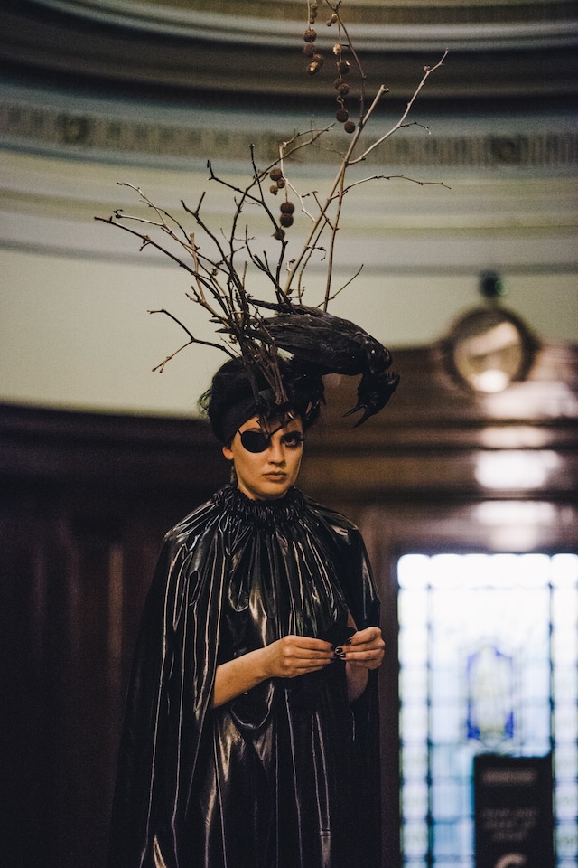 Pam Hogg AW15, Dazed backstage, womenswear, crow, eyepatch 8