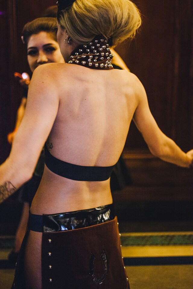 Pam Hogg AW15, Dazed backstage, womenswear back detail 21