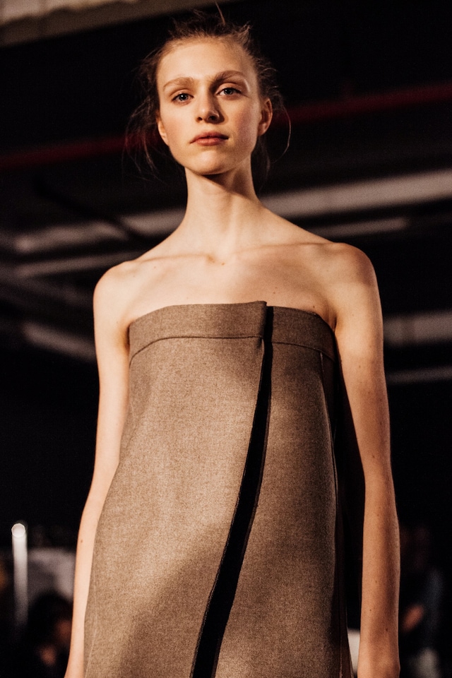 Joseph AW15, Womenswear, Dazed, Brown, Strapless, Dress 0