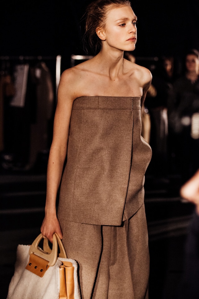 Joseph AW15, Womenswear, Dazed, Brown, Strapless 11