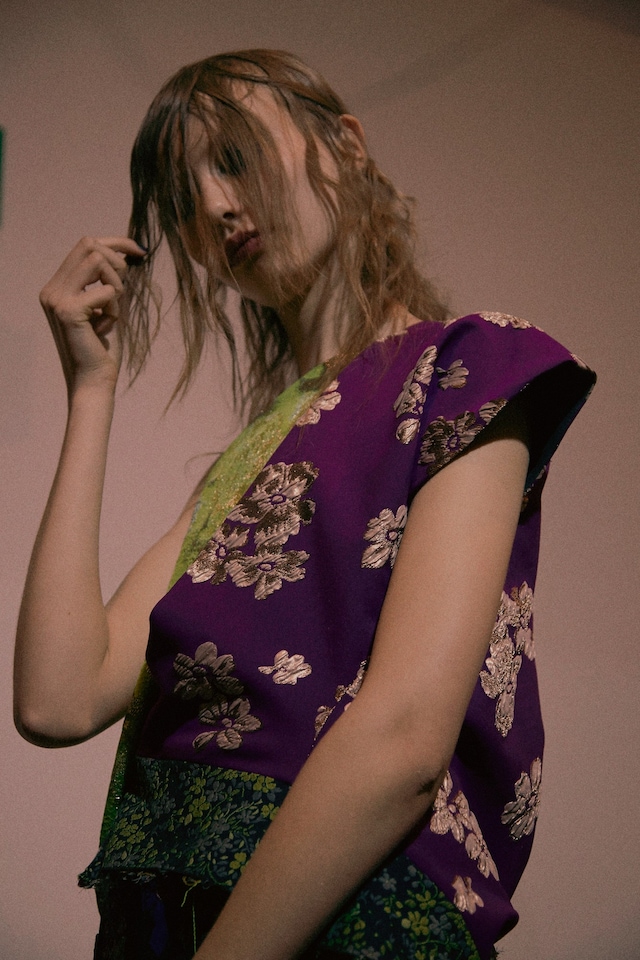Marques’Almeida AW15 Womenswear Purple Asymmetric Top Floral 2
