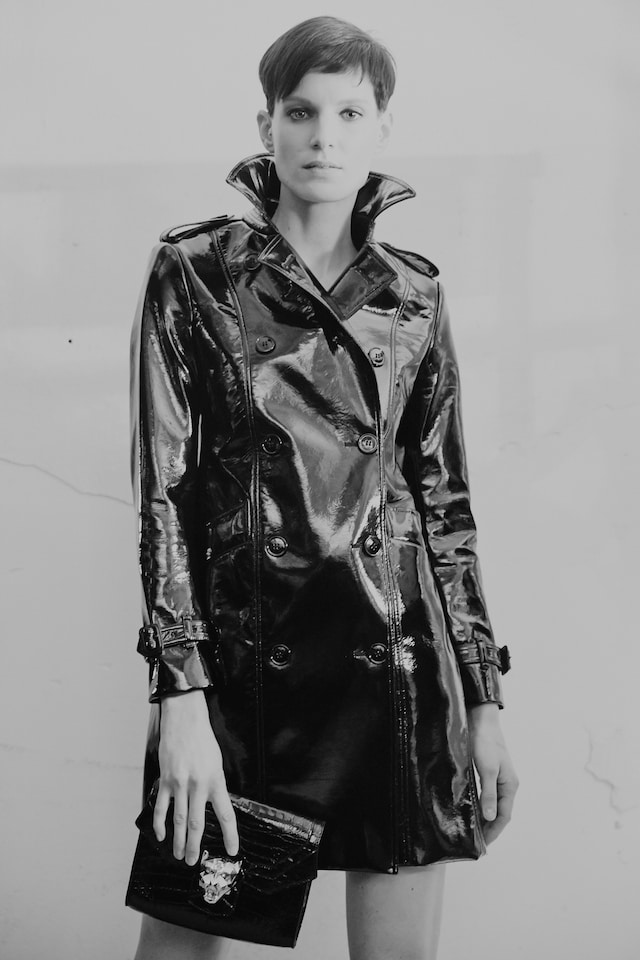 Philipp Plein AW15 backstage Womenswear vinyl latex trench 0