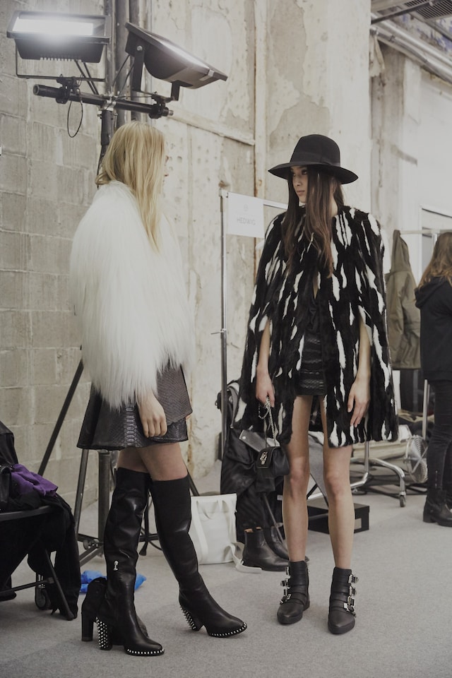 Philipp Plein AW15, backstage Womenswear hats coat 14