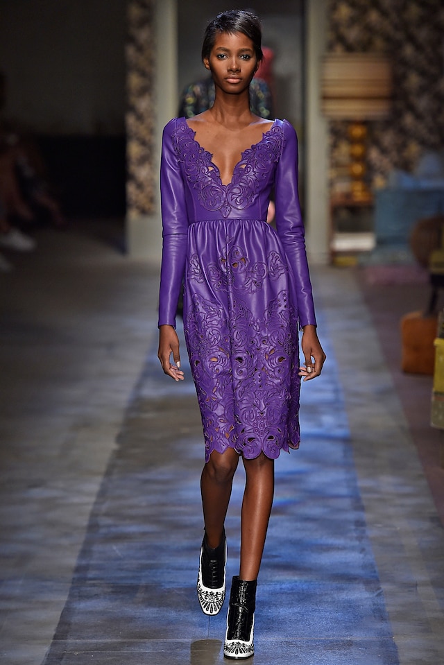 Erdem AW15, Leather, Lace, Cutout, Evening Dress 2