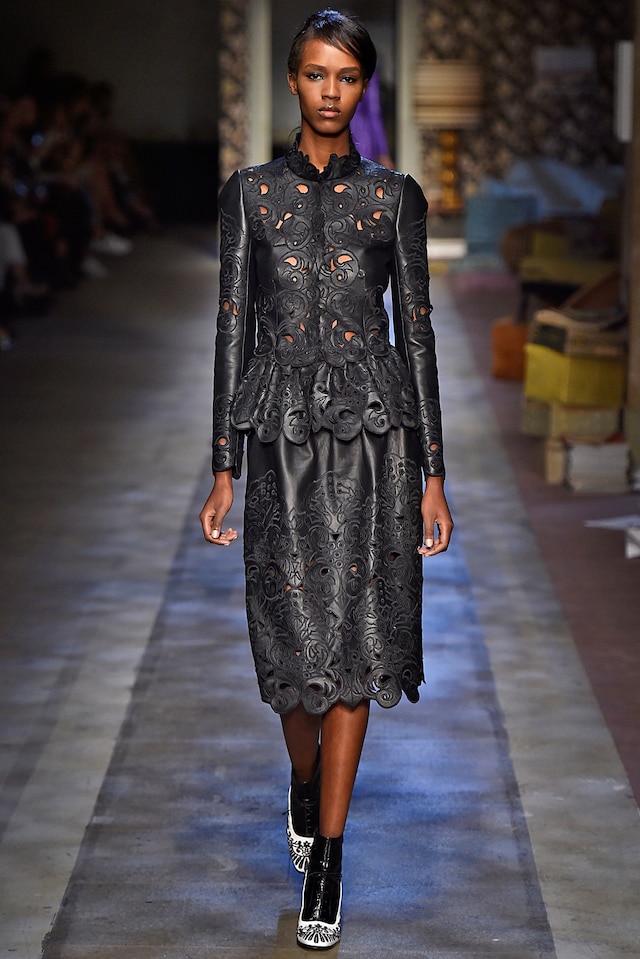 Erdem AW15, Leather, Cut Out, Peplum 9