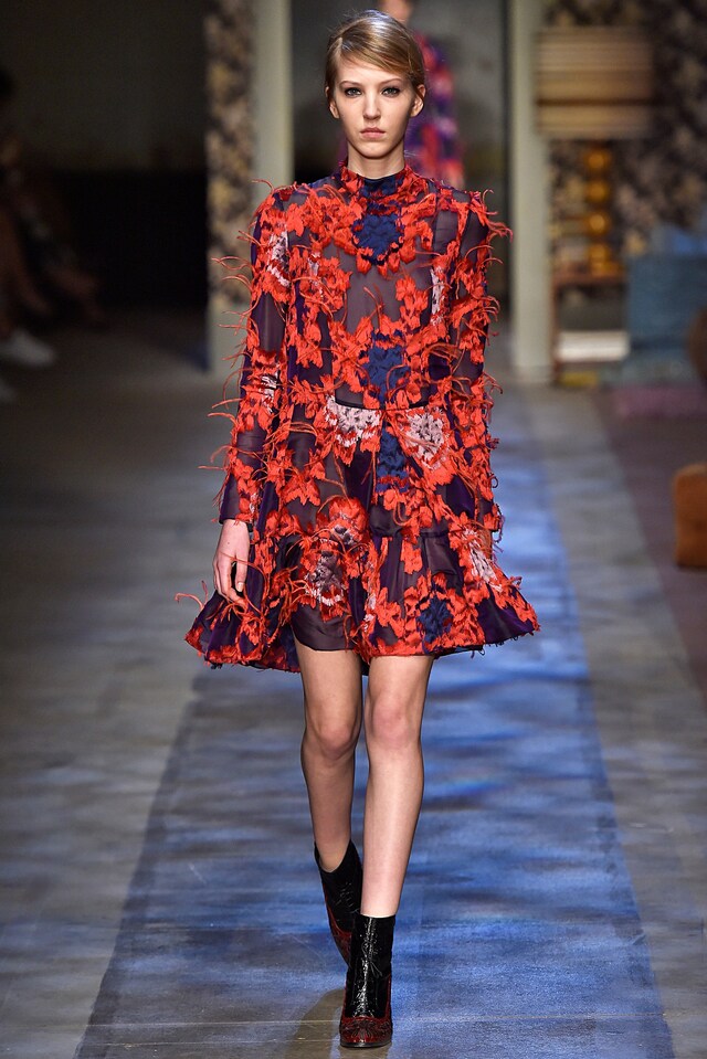Erdem AW15, Ostrich Feathers, Floral, Sheer 16