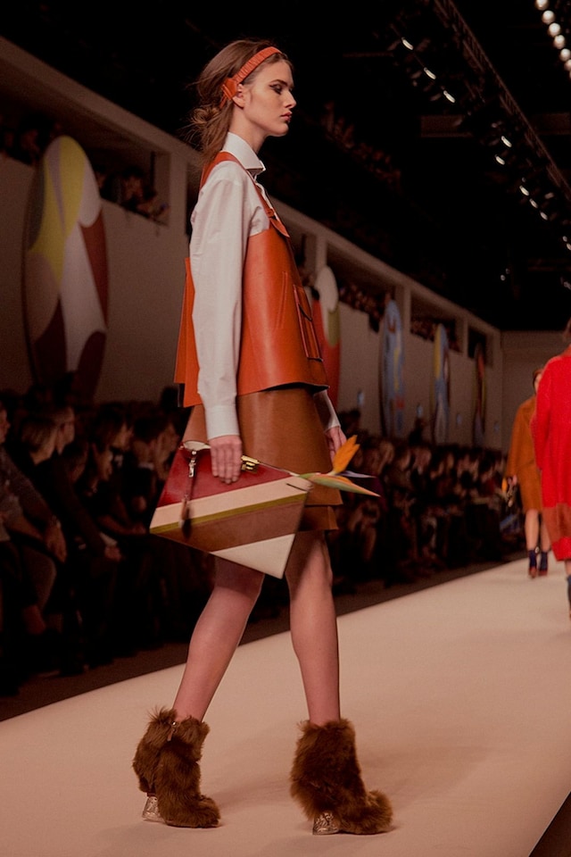 Fendi AW15, Womenswear, Dazed Furry Wedge Heel Stripe Clutch 23