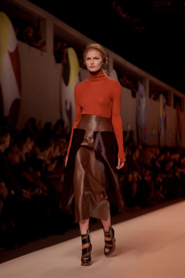 Fendi AW15, Womenswear, Dazed Orange Turtleneck Brown Pencil 12